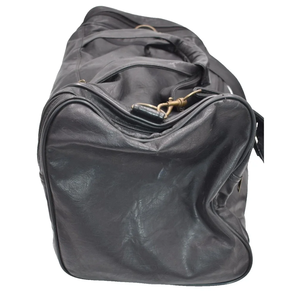 CONVERSE Gym Duffle Bag - Black Faux Leather w/Crossbody Strap - 19x10x10